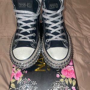 Nan-Ku Black Studded High-Top Sneakers